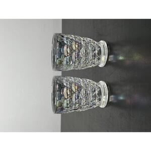 Federal Glass Yorktown Iridescent Moonglow Thumbprint Pattern (2) 4"